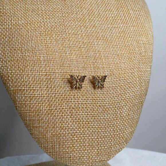 Dainty Gold Butterfly Stud Earrings - Picture 3 of 5